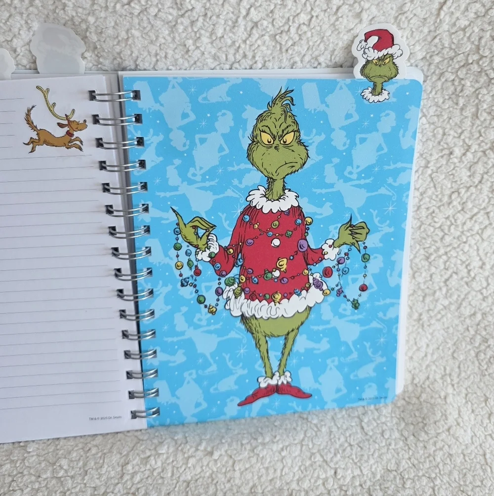 New Dr. Seuss' The Grinch Christmas Journal, Tabs Includes Plastic Cover age 6+